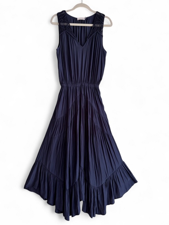 Ramy Brook Dresses & Skirts - Ramy Brook Fenix Navy Blue Tiered Ruffle Sleeveless Maxi Dress Size M